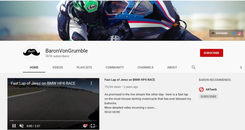 Baron Von Grumble - motorcycle vlogger