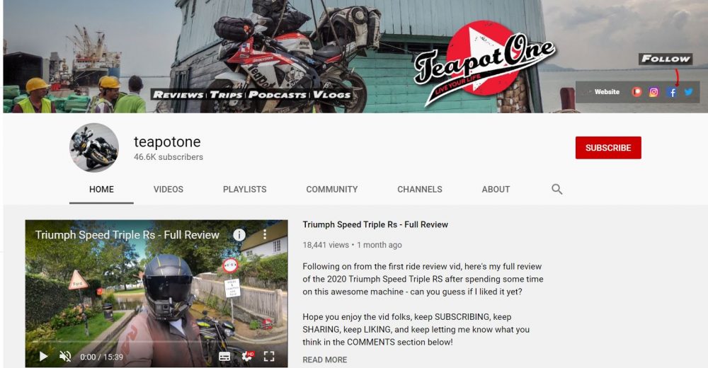 TeapotOne - motorcycle vlogger